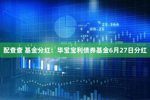 配查查 基金分红：华宝宝利债券基金6月27日分红
